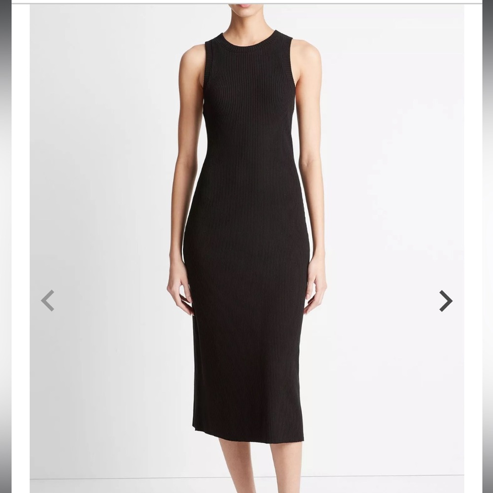 Vince Ribbed High-Neck Tank Dress